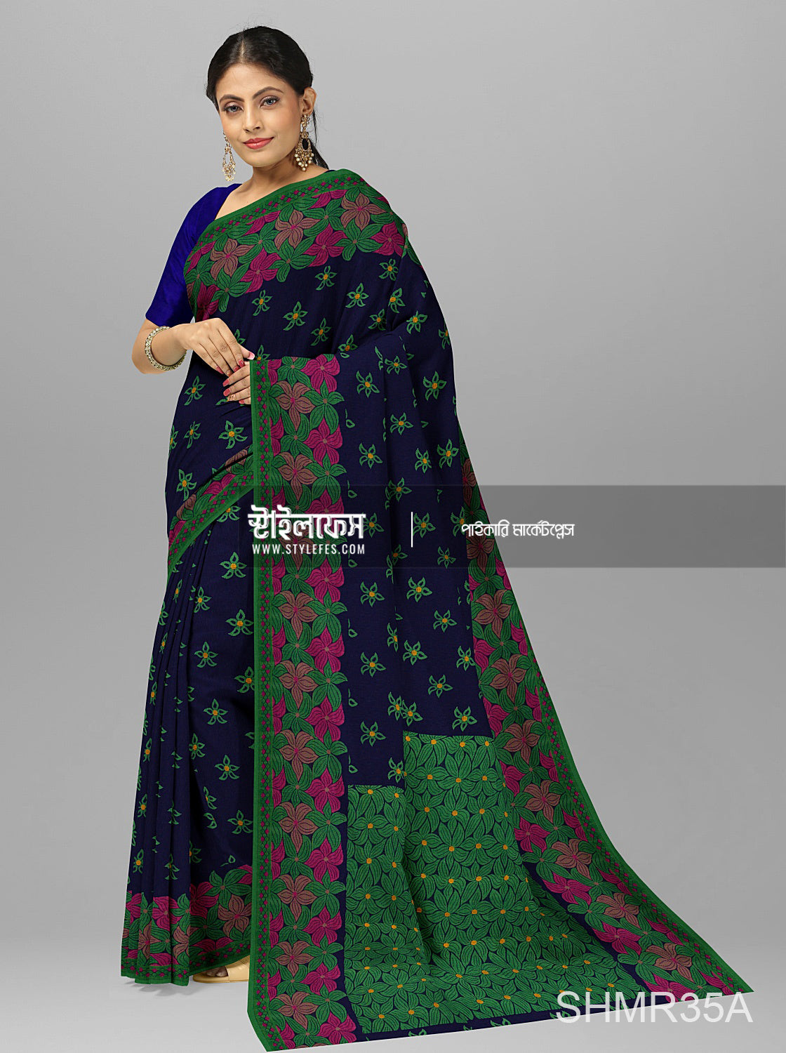 ম্যাচিং জামদানি শাড়ি