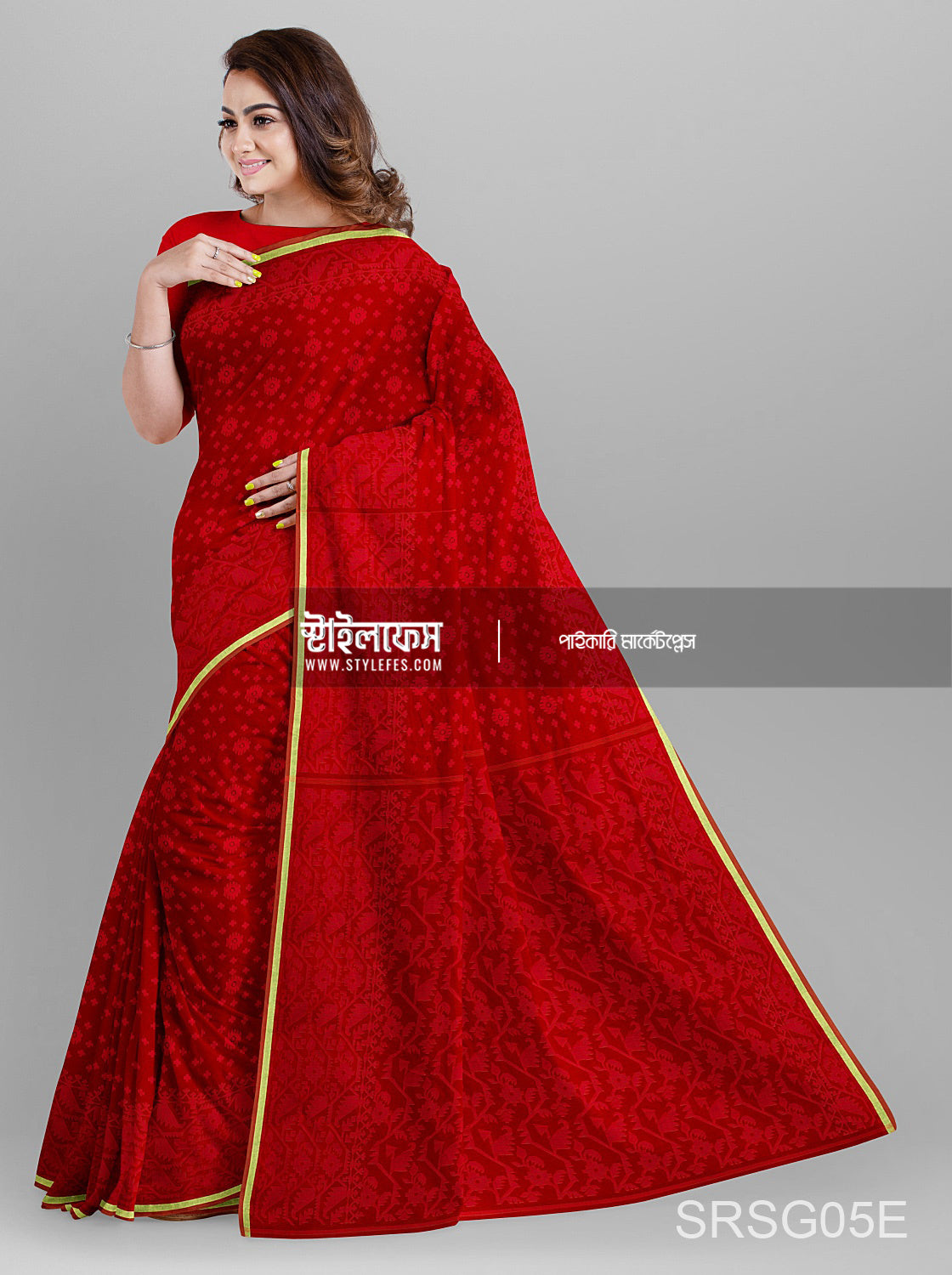 ম্যাচিং জামদানি শাড়ি