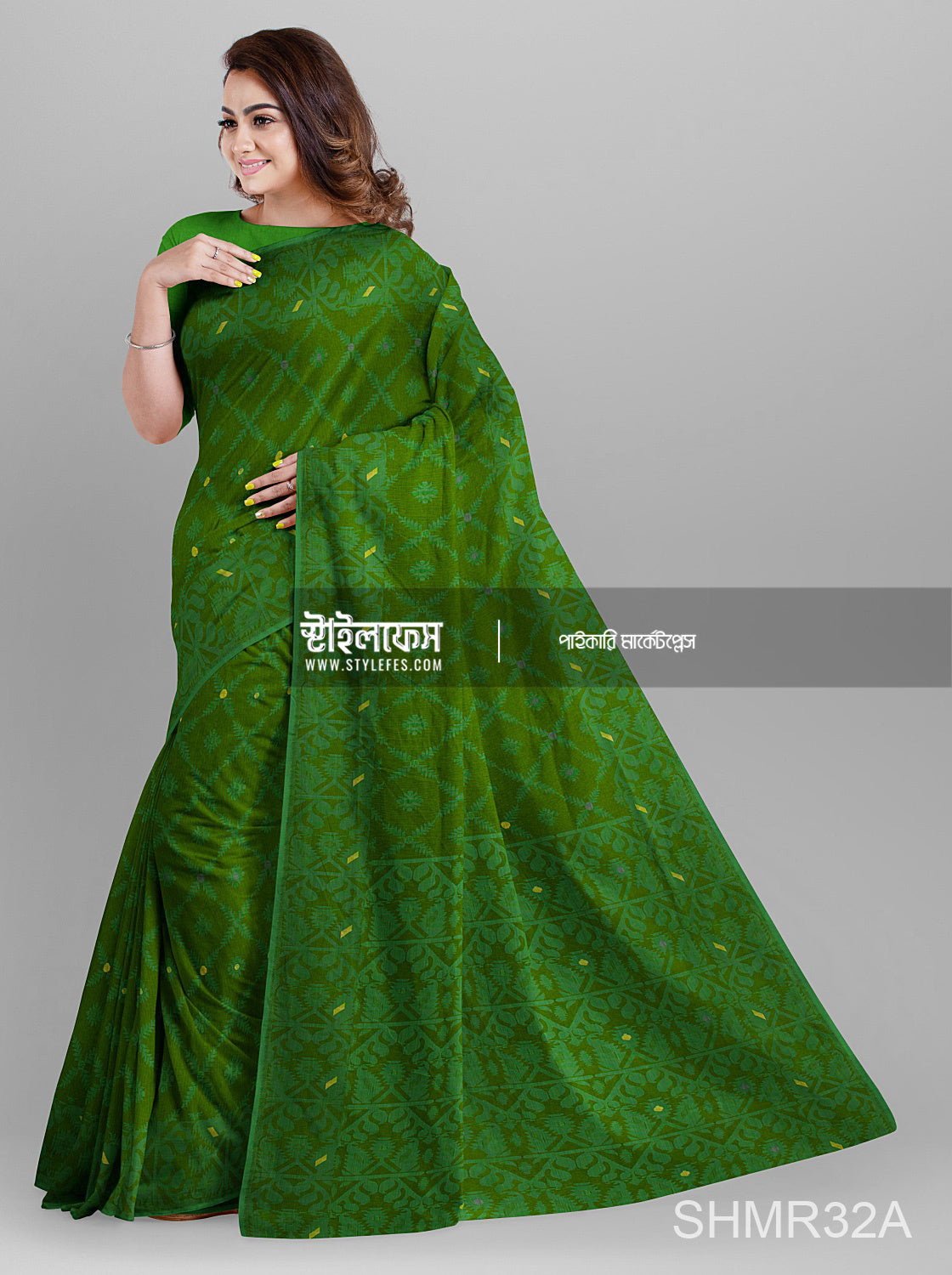 ম্যাচিং জামদানি শাড়ি