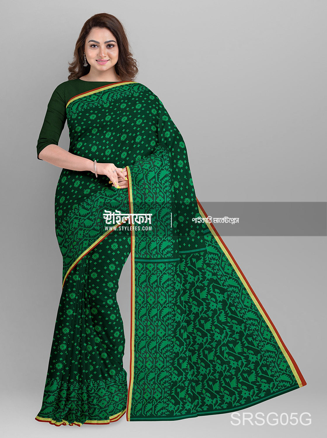 ম্যাচিং জামদানি শাড়ি