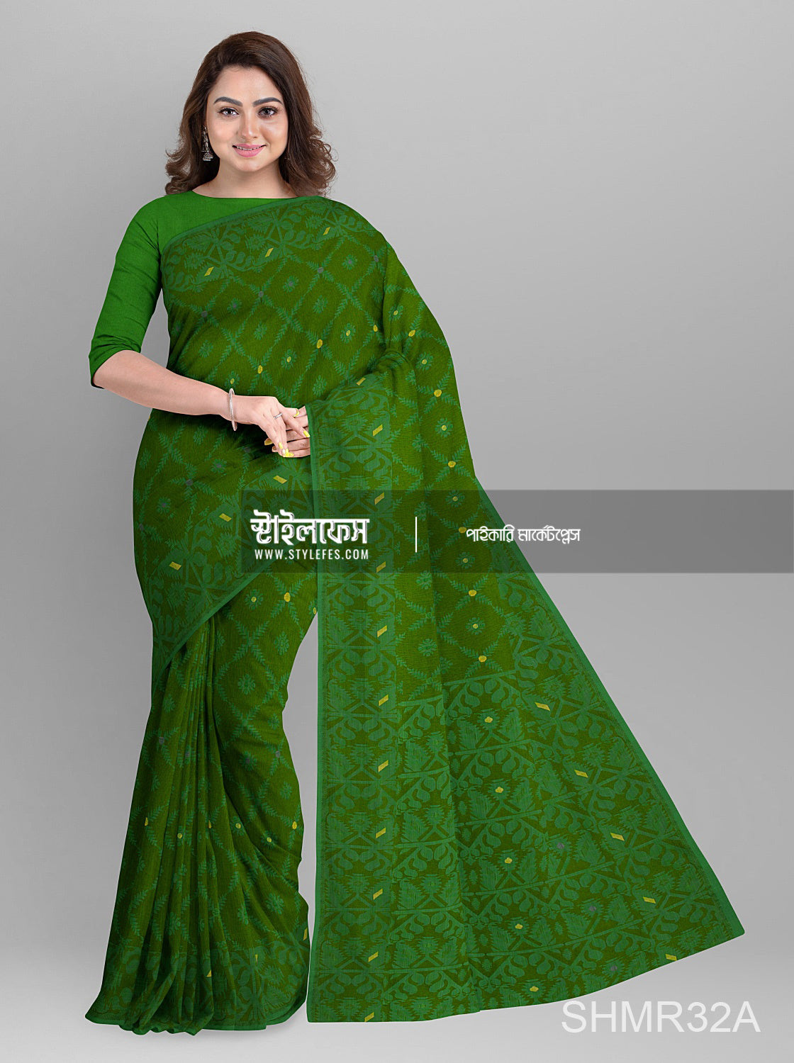 ম্যাচিং জামদানি শাড়ি