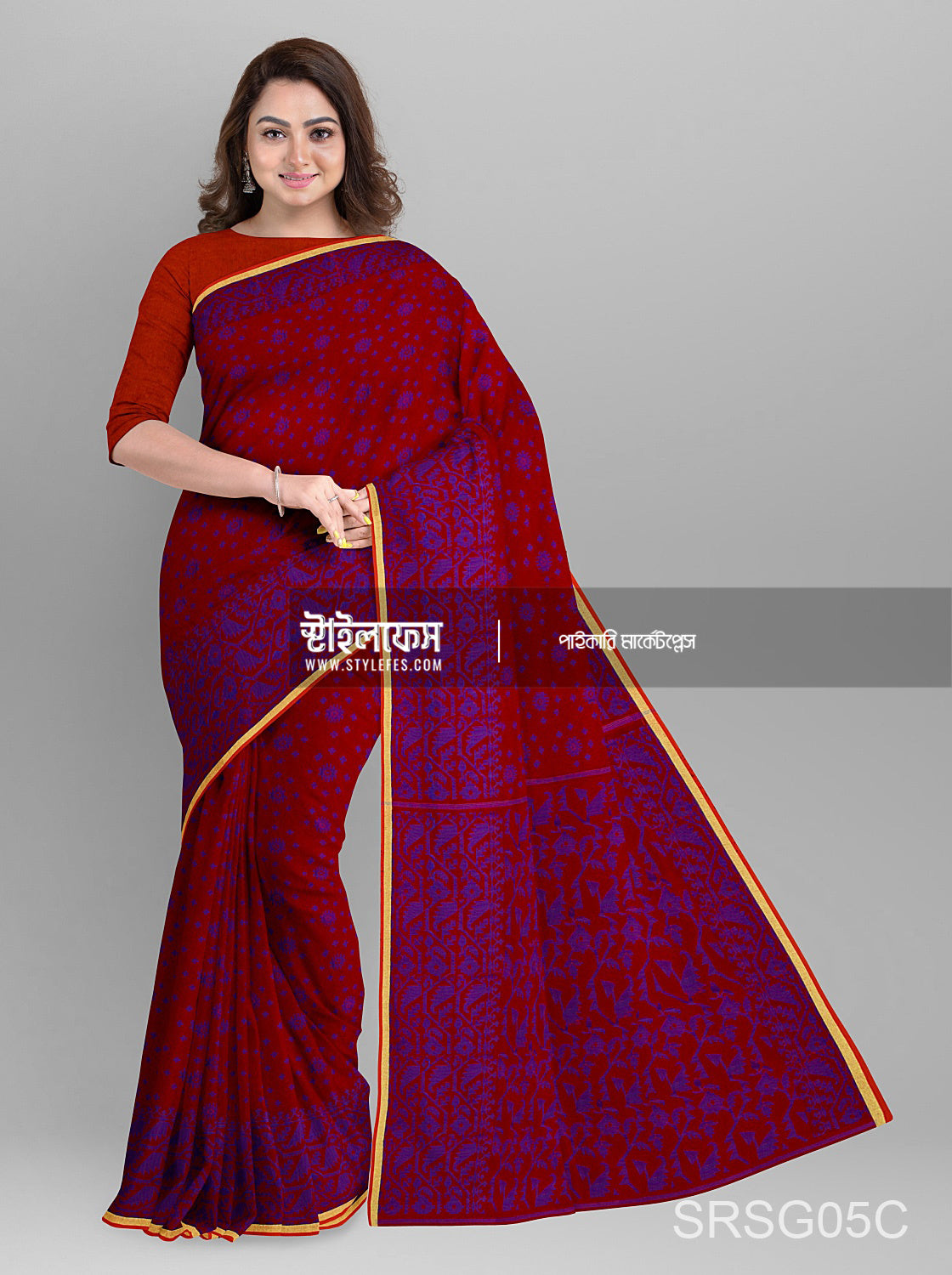 ম্যাচিং জামদানি শাড়ি