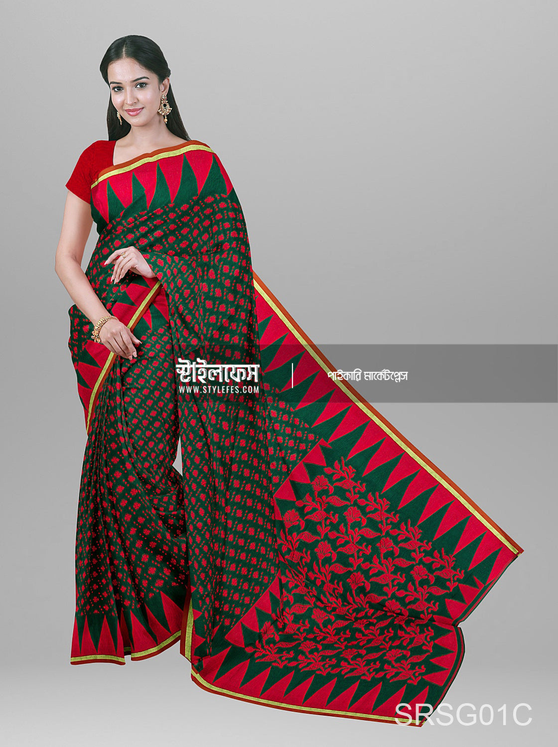 ম্যাচিং জামদানি শাড়ি