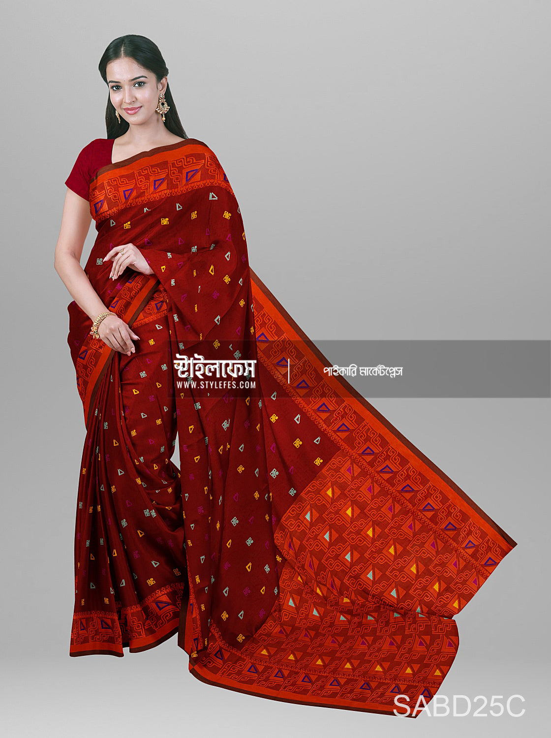 ম্যাচিং জামদানি শাড়ি