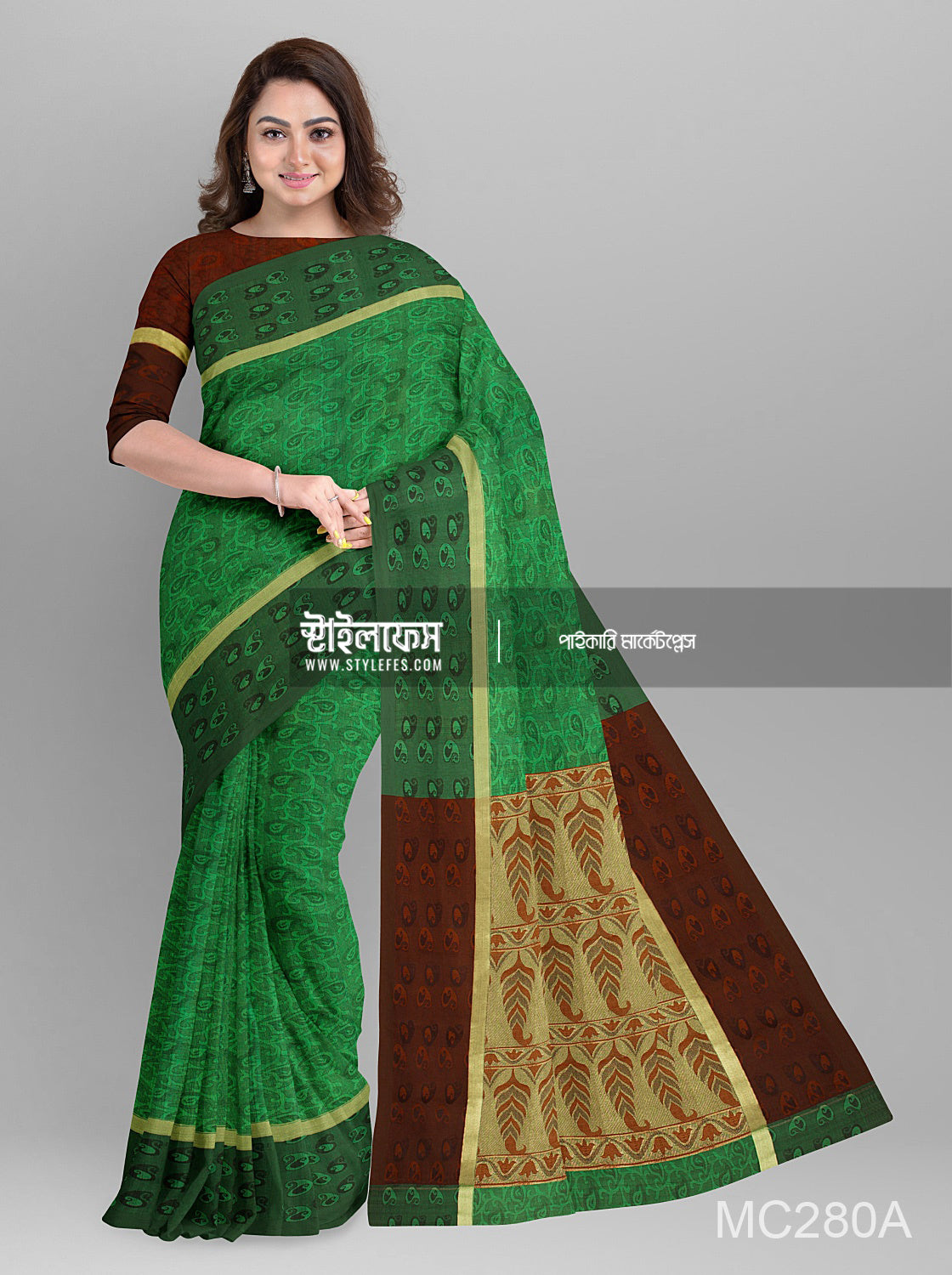 সূতি জলছাপ শাড়ি