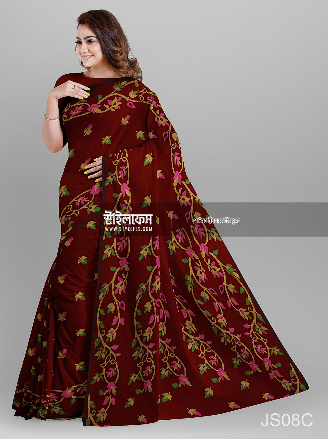 ম্যাচিং জামদানি শাড়ি