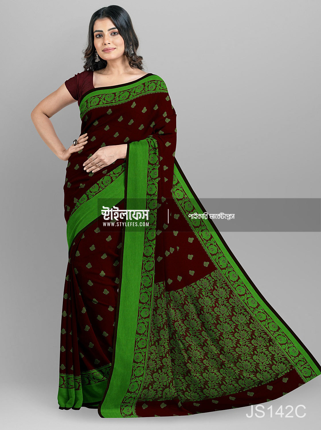 ম্যাচিং জামদানি শাড়ি