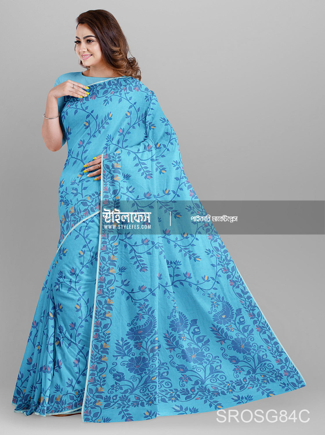 ম্যাচিং জামদানি শাড়ি