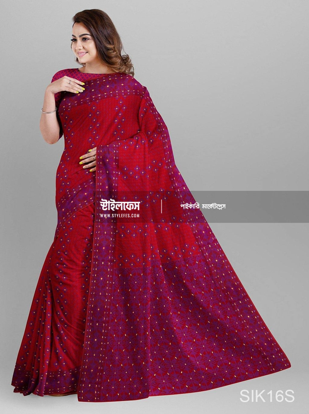 ম্যাচিং জামদানি শাড়ি - Stylefes Wholesale Saree
