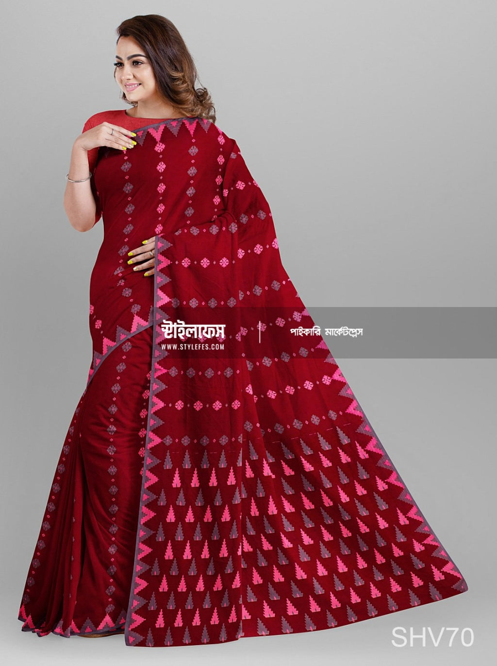 ম্যাচিং জামদানি শাড়ি