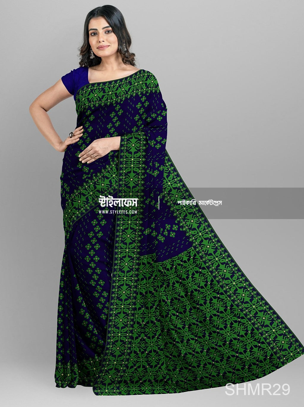 ম্যাচিং জামদানি শাড়ি